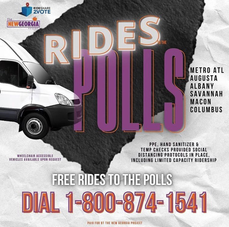 The New Georgia Project is offering free rides to the polls to vote in the January Runoff Election. Call 800.874.1541 khalidCares.com/Vote