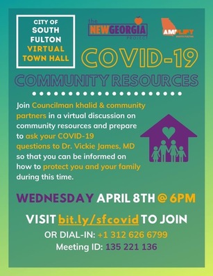 Councilman khalid is joining with the New Georgia Project, local doctors and others to host a COVID-19 Coronavirus Online Town Hall this Wednesday, April 8 at 6PM. khalidCares.com