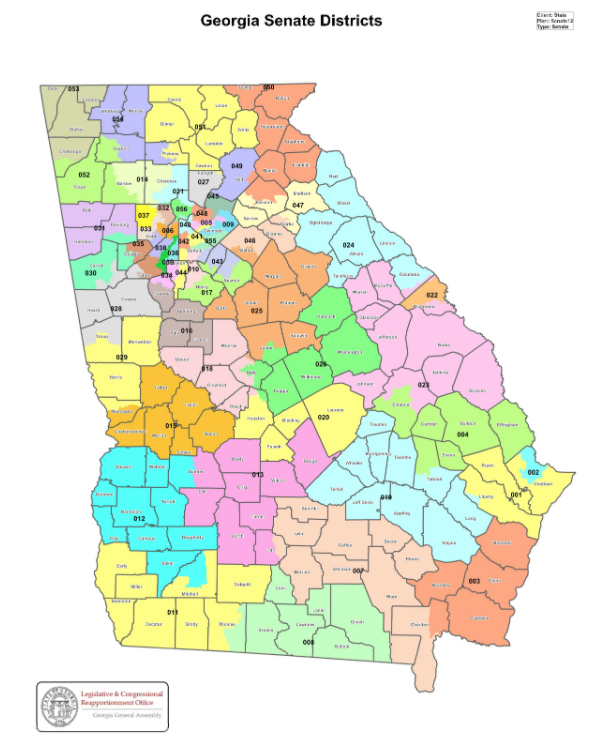 Georgia State Senate Districts Map. Click to view Zoomable PDF khalidCares.com/Vote
