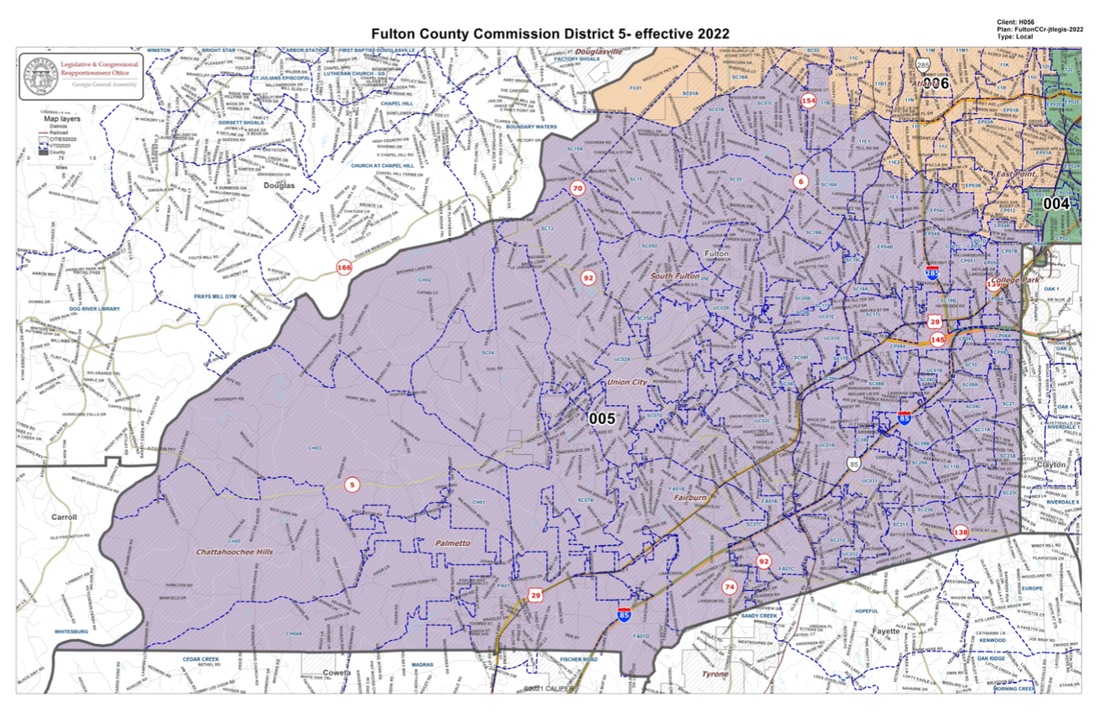 The State Legislature has redrawn the Fulton County Commission's Districts. Here is the new District 5 map. khalidCares.com/Vote